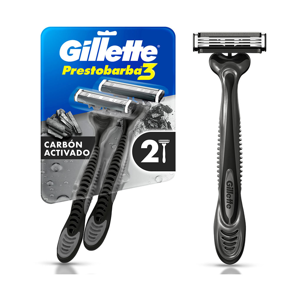 MAQUINA D/AFEITAR GILLETTE PRESTOBARBA3 CARBONO X2