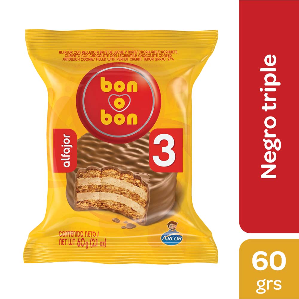 ALFAJOR BON O BON TRIPLE NEGRO