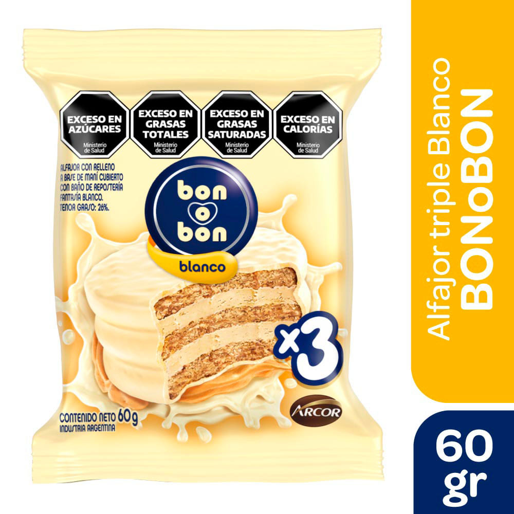 ALFAJOR BON O BON TRIPLE BLANCO