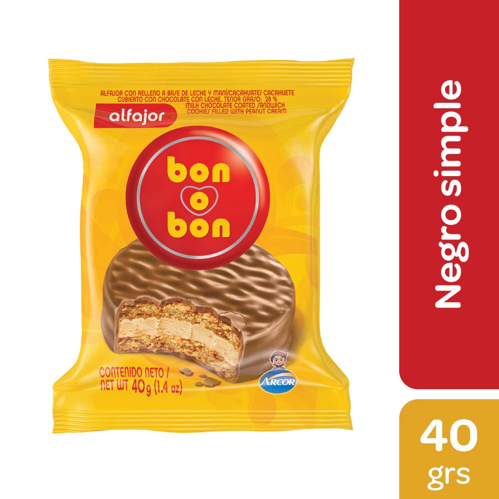 ALFAJOR BON O BON NEGRO SIMPLE