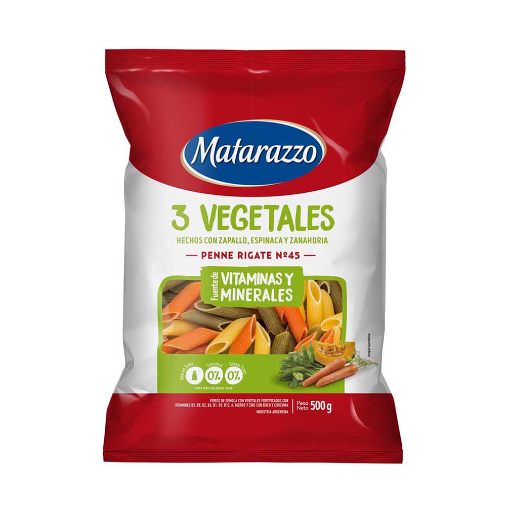 FIDEOS MATARAZZO 3 VEGETALES LIBRE DE GLUTEN