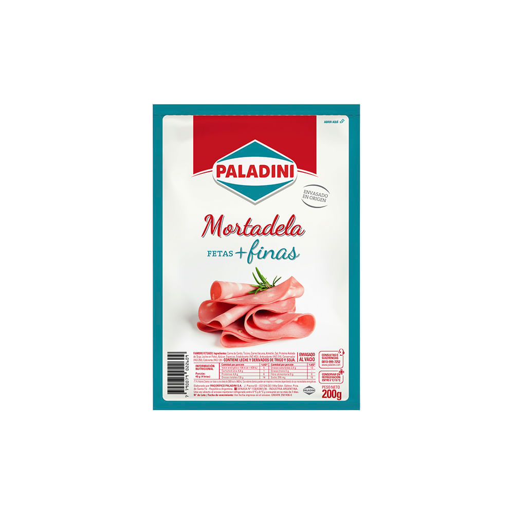 MORTADELA FETAS + FINAS PALADINI ENVASADAS