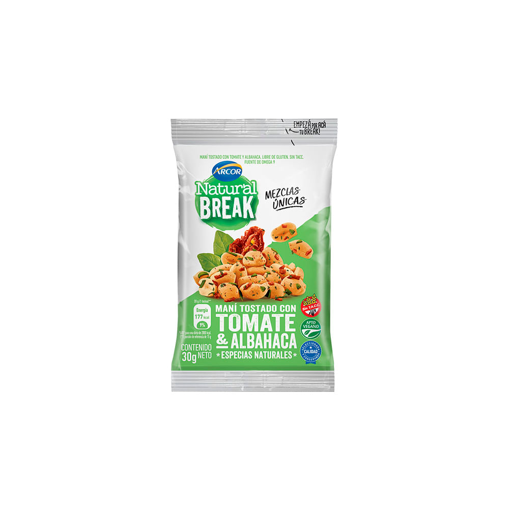 NATURAL BREAK MANI TOMATE & ALBAHACA X 30 G