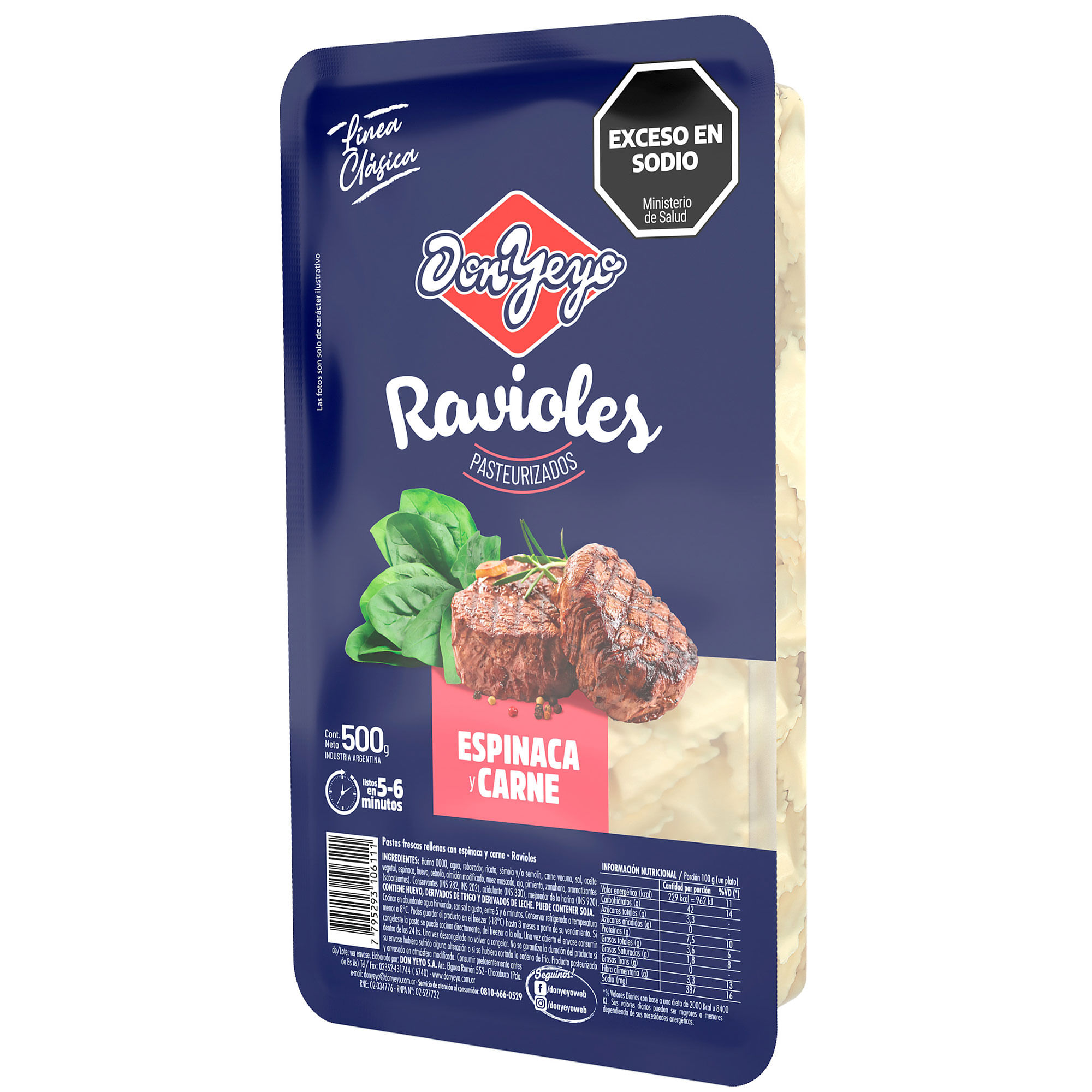 RAVIOLES DON YEYO CARNE/ESPINACA